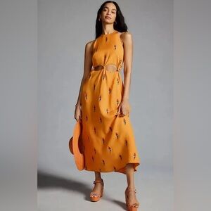 Farm Rio for Anthropologie Parrot Embroidered Maxi Dress